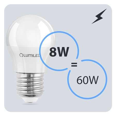 6x Żarówka LED E27 Kulka P45 8W = 60W 880lm 6500K Zimna 180° LUMILED
