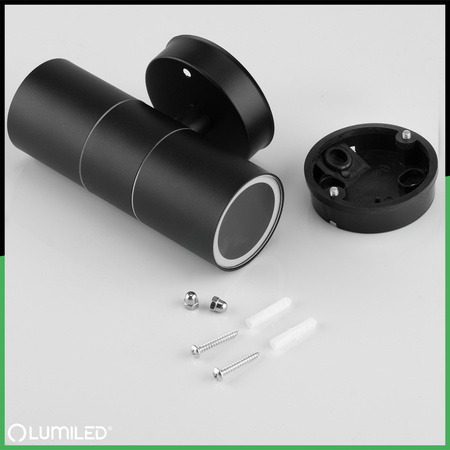 Kinkiet Ogrodowy Lampa Ścienna Elewacyjna góra dół LED GU10 IP44 ZINNIA Czarny LUMILED