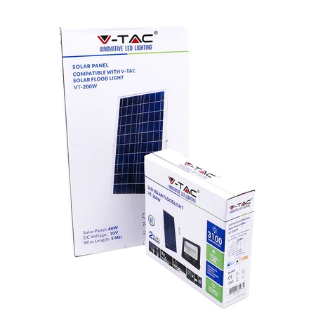 Naświetlacz LED 40W 6000K IP65 + Panel Solarny Z pilotem VT-200W V-TAC