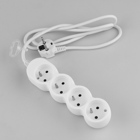 Przedłużacz Sieciowy Kabel z Uziemieniem Listwa Zasilająca 4 Gniazda 1.5m Biały Sznur Lendo Lumiled