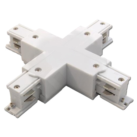 Łącznik Poczwórny Krzyżowy do Listw Szynowych Trójfazowych Biały