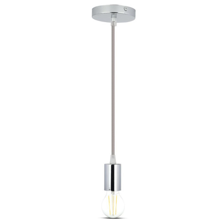 Lampa Wisząca Oprawa E27 Chromowy klosz z szarym kablem VT-7338 V-TAC