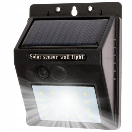 Naświetlacz Solarny LED 3W 5500-6000K Zimna IP65 Czarny Czujnik Zmierzchu