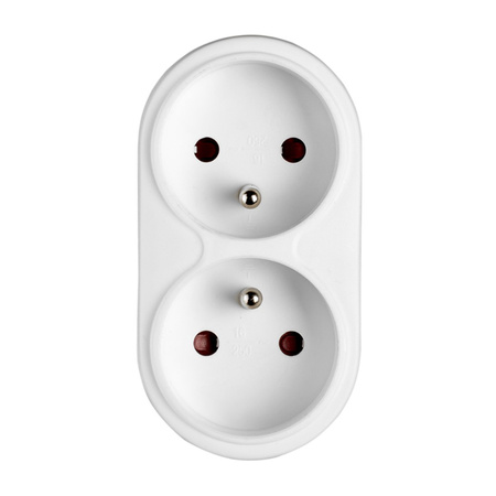 Rozgałęźnik Sieciowy Elektryczny Podwójny 2x 2P+0 Złodziejka 2 Gniazdka Z Uziemieniem VAYOX