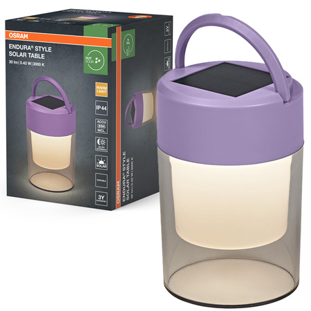Lampa Solarna LED Ogrodowa Stojąca Latarenka 0.42W 20lm 3000K Ciepła Ściemnialna Fioletowy IP44 Endura Osram