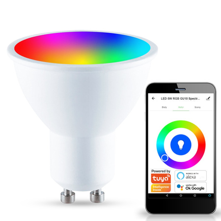 Żarówka LED GU10 5W KOBI SMART WIFI RGB WW TUYA Inteligentna Ściemnialna