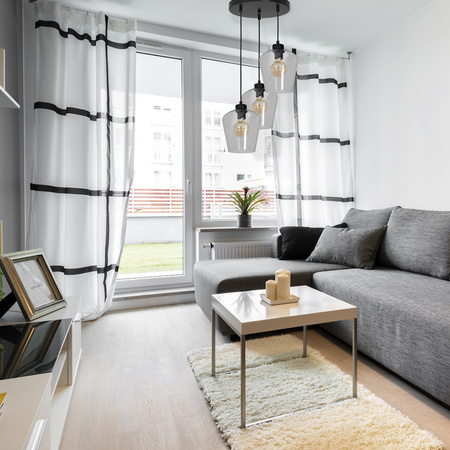 Lampa wisząca SANTIAGO 3xE27 Klosz Transparentne Szkło MLP6611 Metal + Szkło