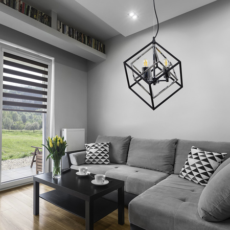 Lampa Sufitowa Wisząca Zwis 3x E27 Chrom Czarna Ikar Sanico Goldlux