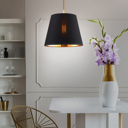 Lampa Sufitowa Wisząca Zwis E27 Czarna Złota ELENA Sanico Goldlux