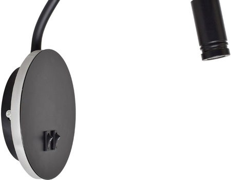 Lampka nocna ścienna LED USB czarna 8W +2W MiLAGRO BASE