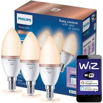 3x Żarówka LED E14 C37 4,9W = 40W 470lm 2700-6500K SMART WiFi Philips WiZ