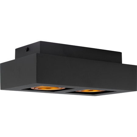 Oprawa Natynkowa HALOGENOWA Ruchoma 2x GU10 Prostokątna Czarna 85mm NEMO