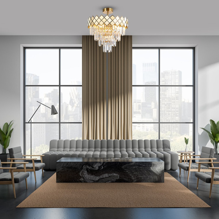 Lampa Sufitowa Żyrandol CARISMA Złota 9xE14 Milagro