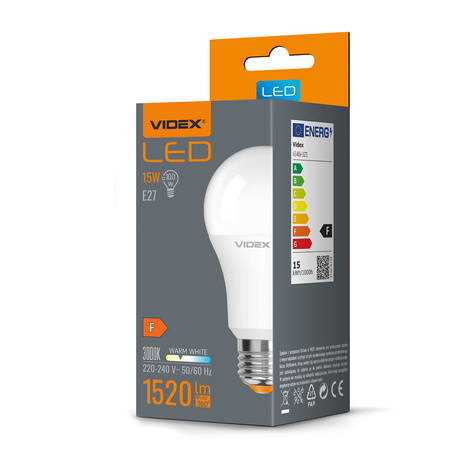 Żarówka LED E27 A65 15W = 100W 1520lm 3000K Ciepła 240° Videx