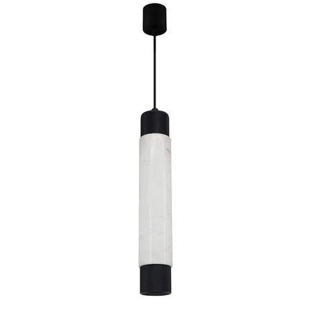 Lampa wisząca MARBLE 1xGU10 Podłużny Klosz Walec Czarna Biała ML6341 Milagro Metal + Marmur