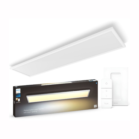 Panel LED Natynkowy Lampa Sufitowa Aurelle Biała 39W CCT 120x30cm PHILIPS HUE Bluetooth + Przełącznik Dimmer Switch 