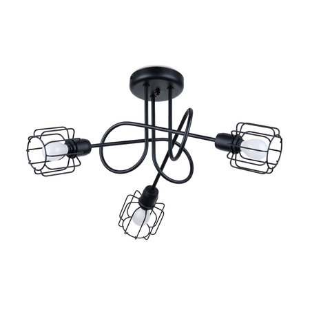 Lampa Sufitowa Wisząca 3x E14 Żyrandol Geometryczna Nieregularna Czarna Nowoczesna Beluci Sollux