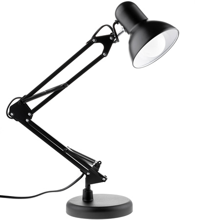 Lampka Biurkowa Kreślarska Stołowa E27 TOBI Czarna Lumiled + Uchwyt na Blat