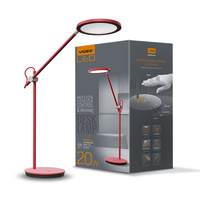 Lampka Biurkowa LED 20W 1450lm 4100K Neutralna CRI98 Czerwona Ściemnialna Videx