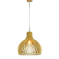 Lampa Wisząca Oprawa E27 Drewniany klosz z chromowym wykończeniem okrągła 45x45cm VT-4453 V-TAC