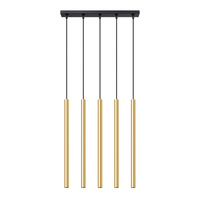Lampa Sufitowa Wisząca Zwis 5x G9 Tuba Żyrandol Tubularna Złota Połysk Nowoczesna Pastelo Sollux