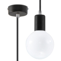 Lampa Sufitowa Wisząca Zwis E27 Okrągła Czarna Nowoczesna Edison Sollux