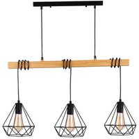 Lampa Wisząca Sufitowa VIGO 3x E27 Zwis Drewno Czarny GOLDLUX (Polux)