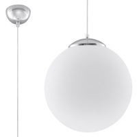 Lampa Sufitowa Wisząca Zwis Kula E27 Kulista Biała Chrom Minimalistyczna Ugo Sollux