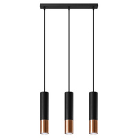 Lampa Sufitowa Oprawa Natynkowa SPOT TUBA 3x GU10 Wisząca Zwis Tubularna Czarna Miedź Nowoczesna Loopez Sollux