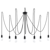 Lampa Sufitowa Wisząca Zwis 7x E27 Nieregularna Czarna Industrialna Edison Sollux