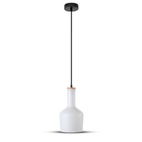 Lampa Wisząca Oprawa E27 Szklany klosz biały VT-7177 V-TAC
