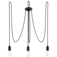 Lampa Sufitowa Wisząca Zwis 3x E27 Nieregularna Czarna Industrialna Edison Sollux