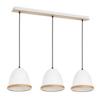 Lampa wisząca STUDIO 3xE27 Klasyczne Klosze Drewniane Wykończenie Biała MLP8850 Milagro Metal + Drewno