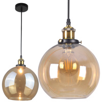 Lampa wisząca sufitowa IRWIN KULA z bursztynowym kloszem 1x E27 GOLDLUX (Polux)