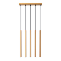 Lampa Sufitowa Wisząca Zwis 5x G9 Żyrandol Tubularna Złota Nowoczesna Pastelo Sollux
