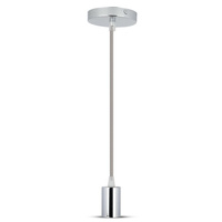 Lampa Wisząca Oprawa E27 Chromowy klosz z szarym kablem VT-7338 V-TAC