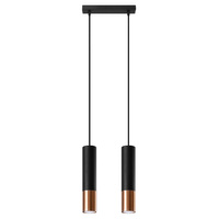 Lampa Sufitowa Oprawa Natynkowa SPOT TUBA 2x GU10 Wisząca Zwis Tubularna Czarna Miedź Nowoczesna Loopez Sollux