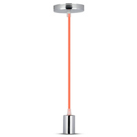 Lampa Wisząca Oprawa E27 Chromowy klosz z pomarańczowym kablem VT-7338 V-TAC