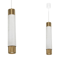 Lampa wisząca MARBLE 1xGU10 Podłużny Klosz Walec Biała Złota ML6342 Milagro Metal + Marmur