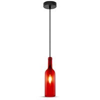 Lampa Wisząca Oprawa E14 Szklany klosz czerwony Butelka VT-7558 V-TAC