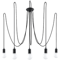 Lampa Sufitowa Wisząca Zwis 5x E27 Nieregularna Czarna Industrialna Edison Sollux