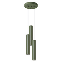 Lampa Wisząca Sufitowa Zwis Tuba Spot 3x GU10 Oliwkowa Lagos Ocean Green SL.1487 Sollux