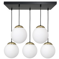 Lampa wisząca SPARTA 5xE14 Biała Kula Złote Elementy Milagro MLP64501 Metal + Szkło