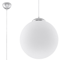 Lampa Sufitowa Wisząca Zwis Kula E27 Kulista Biała Chrom Minimalistyczna Ugo Sollux