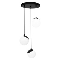 Lampa wisząca SFERA 3xE14 Białe Kule Czarne Detale MLP8868 Milagro Metal + Szkło