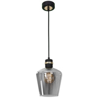 Lampa wisząca RICHMOND 1xE27 Przydymione Szkło Złote Wstawki MLP6538 Milagro Metal + Szkło
