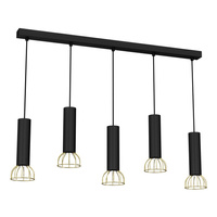 Lampa Wisząca Sufitowa DANTE Czarna Złota 5x mini GU10 Milagro