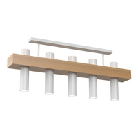 Lampa sufitowa wisząca WEST biała 5x GU10 MILAGRO geometryczna metal + drewno