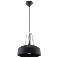 Lampa Sufitowa Wisząca Zwis E27 Okrągła Czarna Biała Nowoczesna Casco Sollux