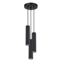 Lampa Wisząca Sufitowa Zwis Tuba Spot 3x GU10 Czarna Karbon Deep Space SL.1576 Sollux